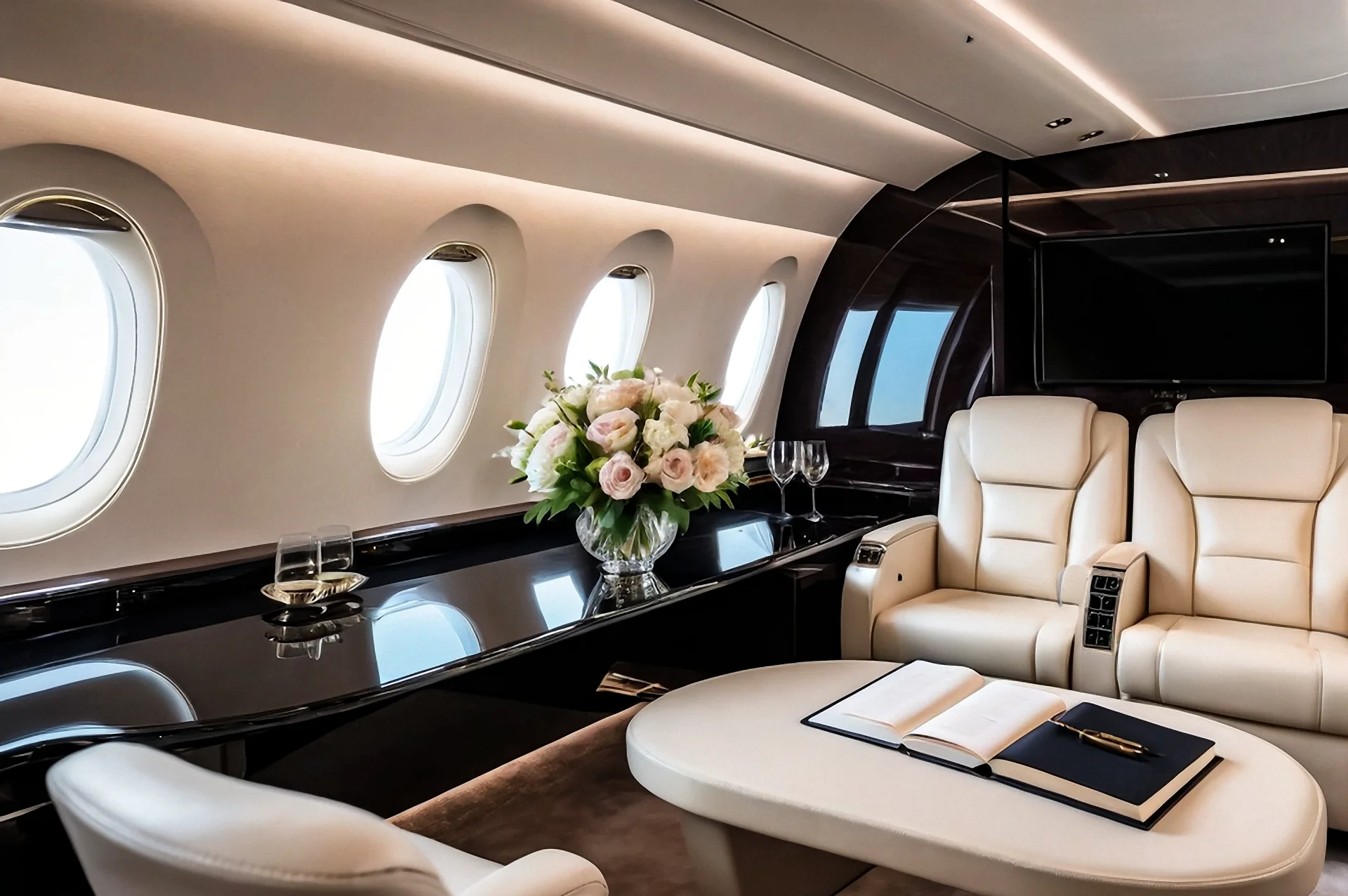VIP Privatjet Innenraum - wie Stars fliegen