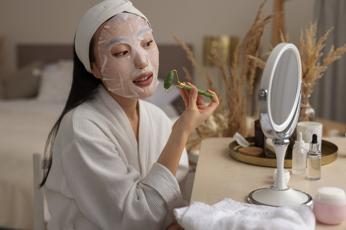 k beauty face mask frau gesichtsmaske routine koreanische hautpflege glass skin